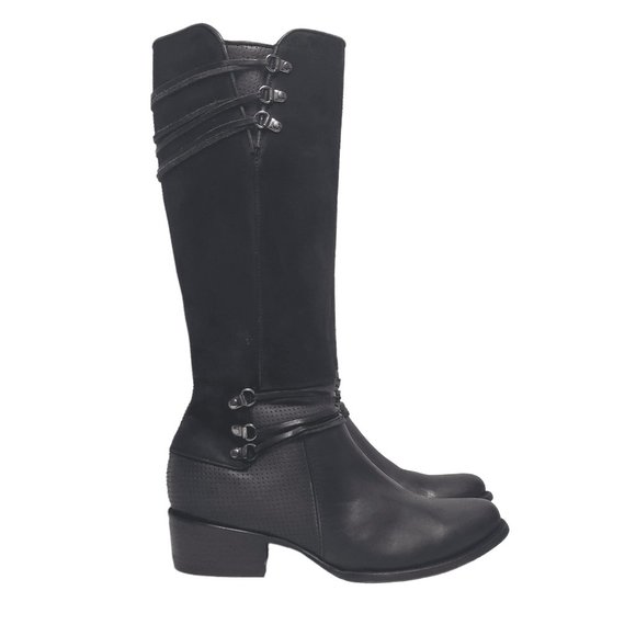 Cuadra Shoes - CUADRA Tall Western Boots Womens 10 Side Zip Black Leather & Suede